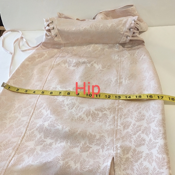 Top Shop Dress Midi Baby Pink Lace Up Corset Satin Jacquard Size 2 - Picture 15 of 17